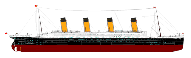 Starboard view of Titanic